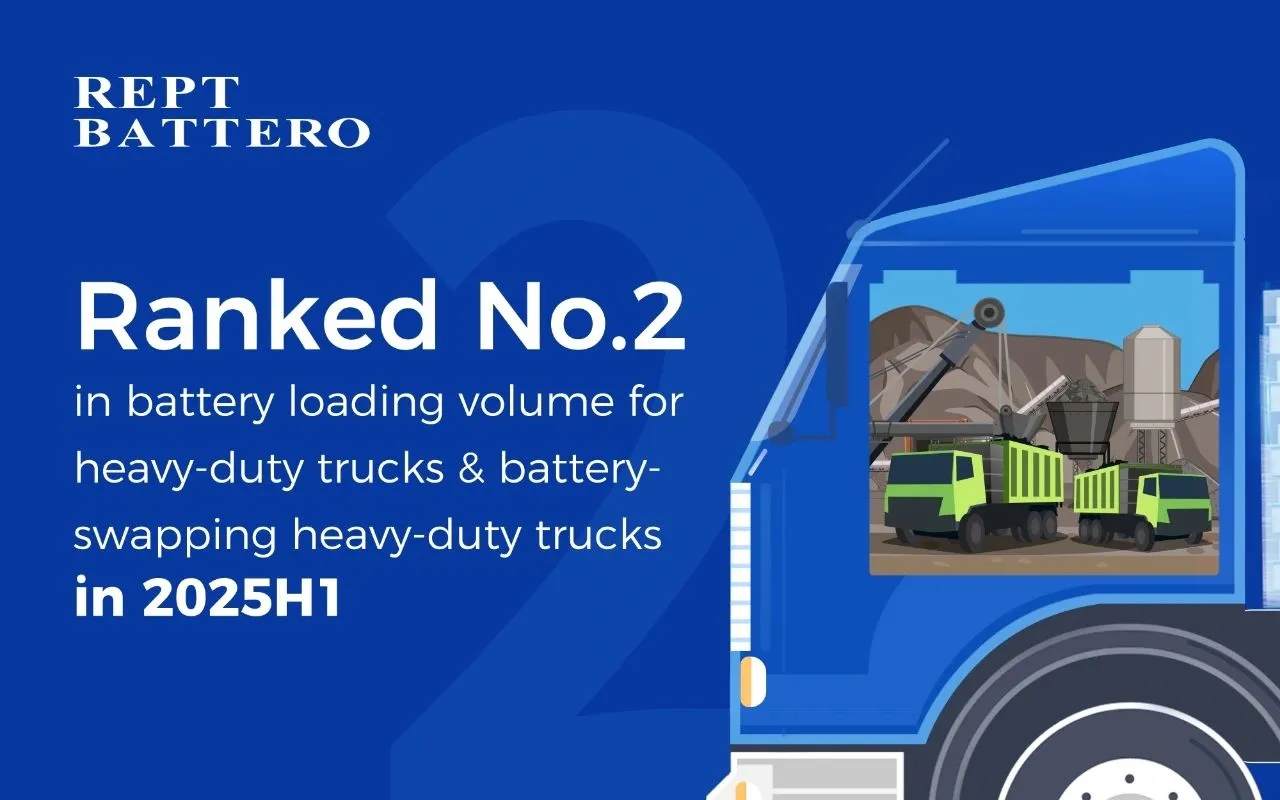 rept battero ranked no.2 in battery loading volume for heavy duty trucks & battery swapping heavy duty trucks